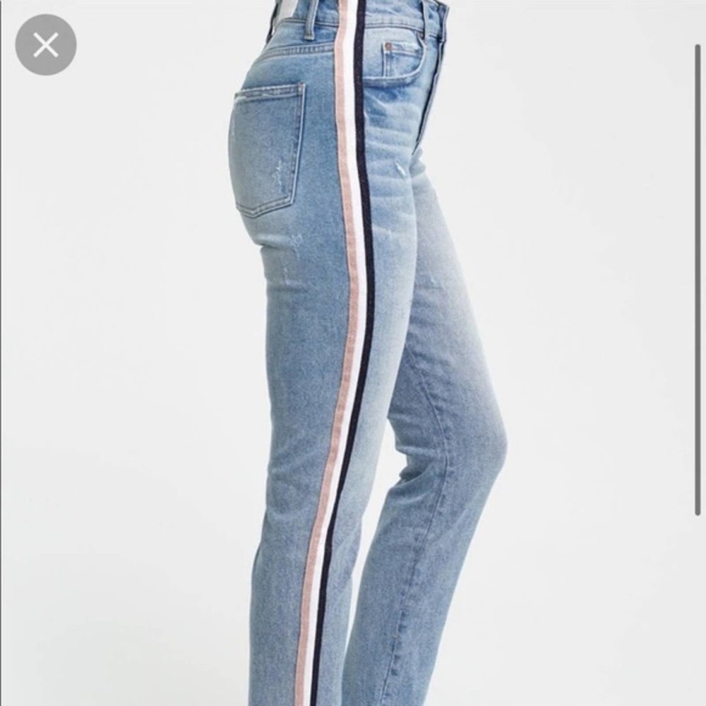 Pistola Revolve Anthro Distressed Skinny Jean Blue Pink White Size 24 stripe